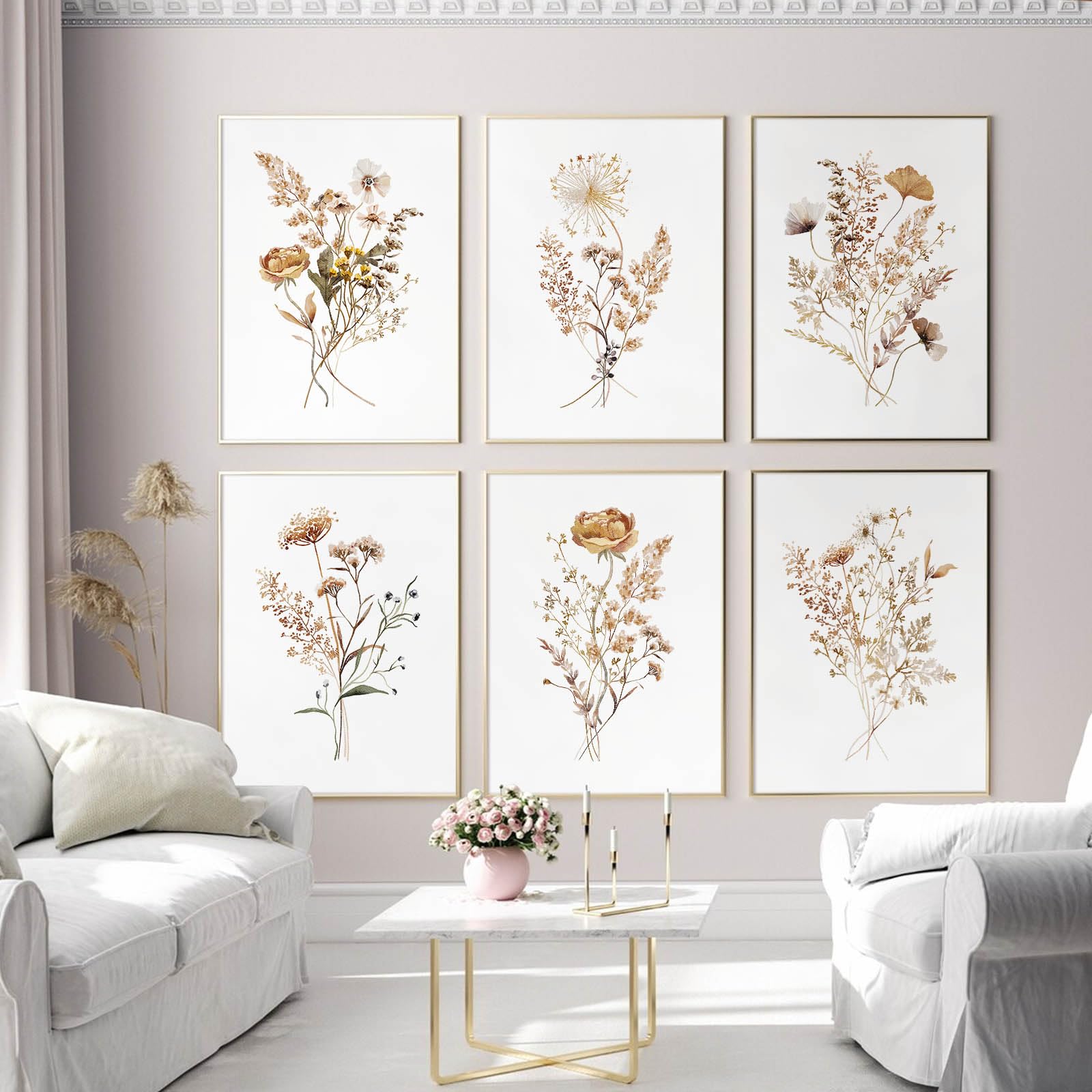 Amazon.com: Watercolor Flower Wall Art Set of 6 Botanical